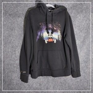Disney American Eagle Men Pullover M Gray Super Soft Mickey Mouse Fleece Hoodie